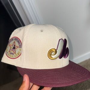 Cream and Burgundy Baseball Cap